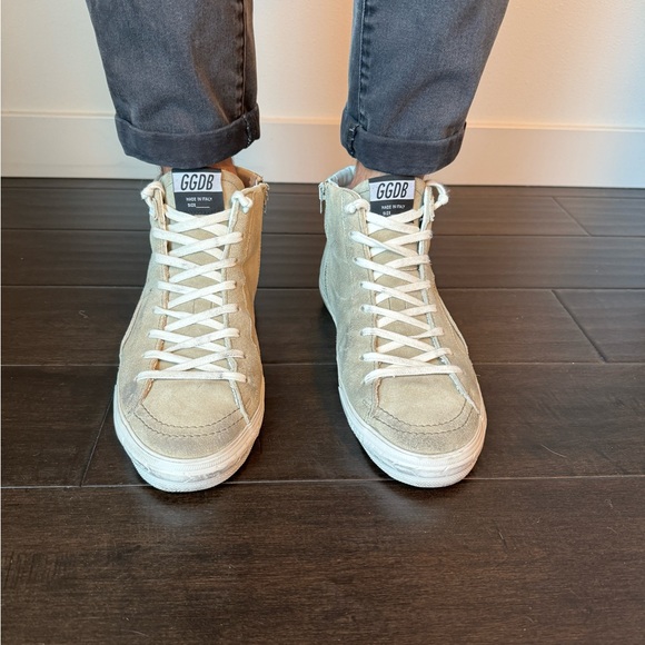 Golden Goose Mens Slide in military green suede with star and white flash - Picture 5 of 10